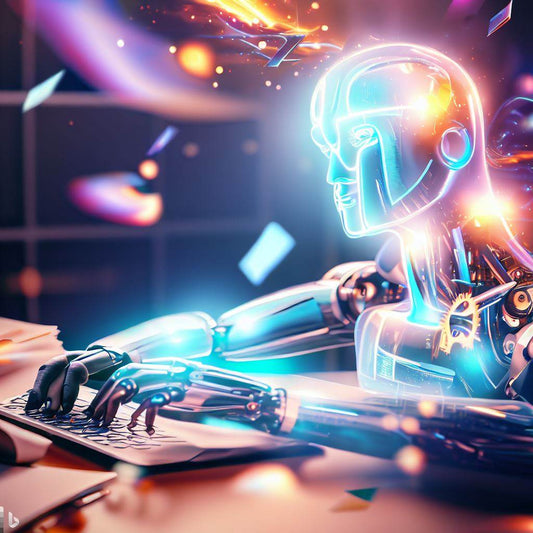 Robot travaillant sur un ordinateur, illustrant l'importance d'une formation en intelligence artificielle